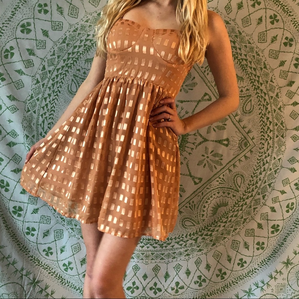 Vintage Neutral & Gold Party Dress